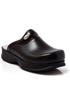 Kadın Siyah Ortopedik Sabo Terlik Doktor Terliği Hemşire Terliği Aşçı Terliği