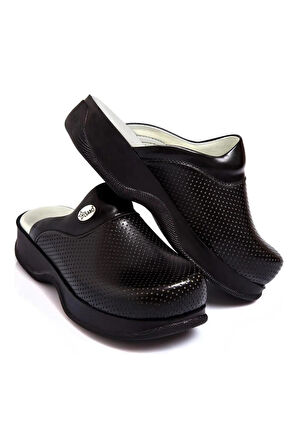 Kadın Siyah Ortopedik Sabo Terlik Doktor Terliği Hemşire Terliği Aşçı Terliği