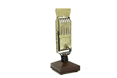 Dekoratif Metal Mikrofon Obje Biblo Vintage Hediyelik
