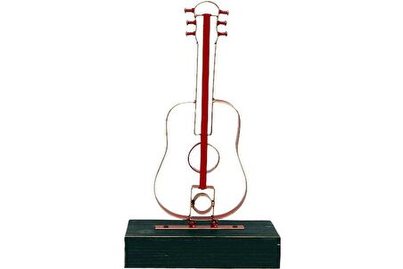 Obje Gitar Ahşap Standlı Biblo Dekoratif Ev Ofis Hediyelik