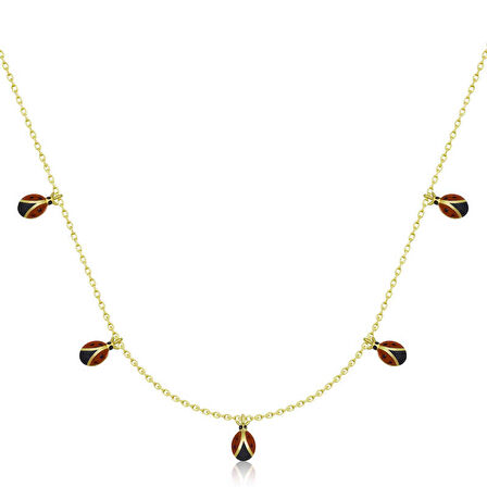 925 Ayar Gümüş Uğur Böceği Şans Kadın Gümüş Kolye