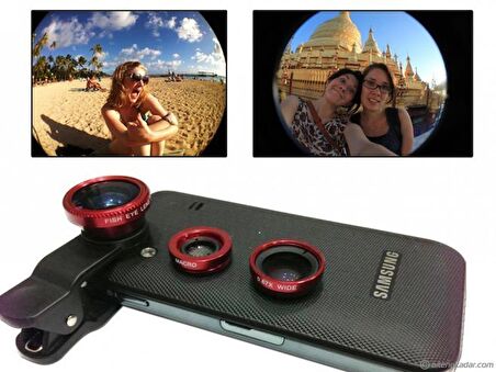 Balık Gözü Lens Fish Eye 3 Wide Geniş Açılı Makro Telefon Lensi