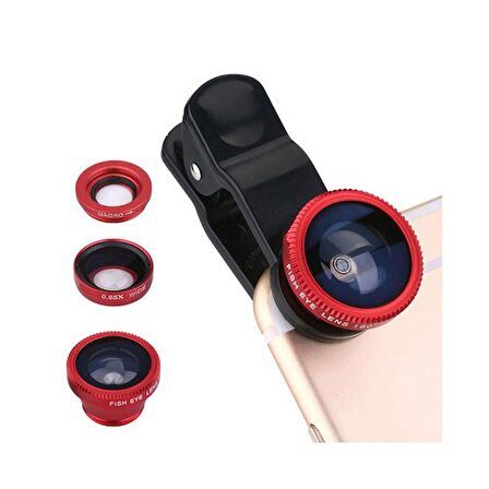 Balık Gözü Lens Fish Eye 3 Wide Geniş Açılı Makro Telefon Lensi