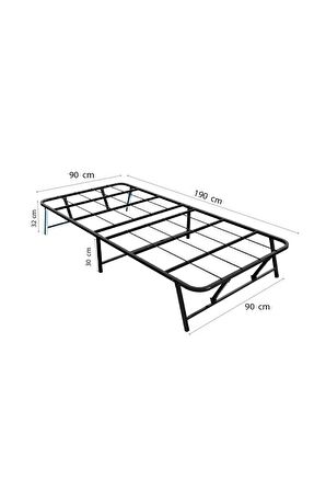 Tek kişilik Katlanır Metal Somya 90x190 Çift Emniyet Sistemi