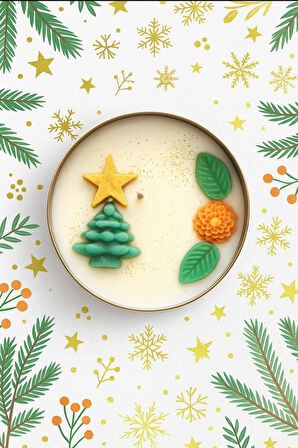 Çam Ağacı Temalı 80 gr Soya Wax Mum – El Yapımı Kokulu Yılbaşı Hediyesi, 7x3 cm Dekoratif Kutulu Mum