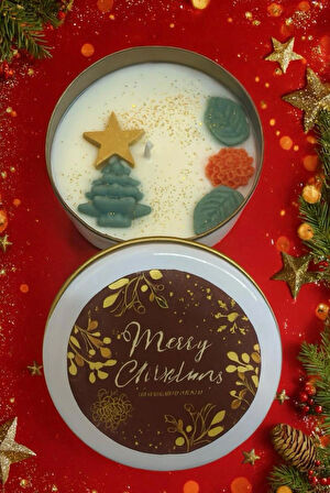 Çam Ağacı Temalı 80 gr Soya Wax Mum – El Yapımı Kokulu Yılbaşı Hediyesi, 7x3 cm Dekoratif Kutulu Mum