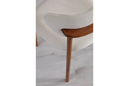 GOLF UMAY SANDALYE, BEJ, CEVİZ AHŞAP AYAK