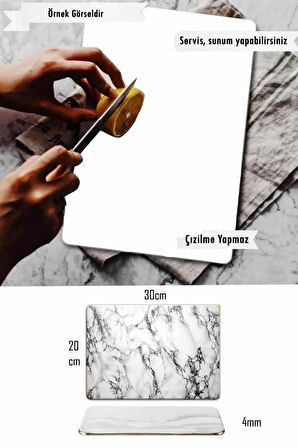 Siyah Üçgenler Desenli Cam Kesme Tahtası - Cam Kesme Tablası | 20 Cm X 30 Cm