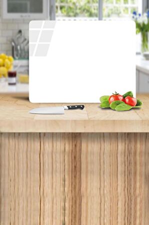 Düz Beyaz Cam Kesme Tahtası - Cam Kesme Tablası | 30 Cm X 40 Cm