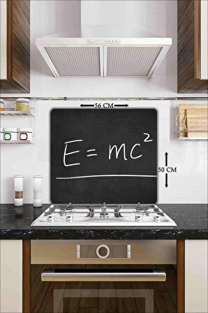 Cam Ocak Koruyucu Ve Cam Kesme Tahtası e=mc2 50 cm x 56 cm Tek Parça