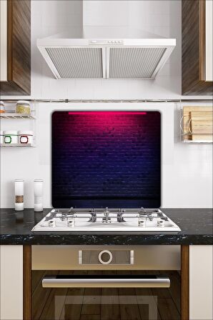 Cam Ocak Koruyucu Ve Cam Kesme Tahtası Neon Tuğla 50 cm x 56 cm Tek Parça