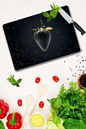 Altın Çilek Cam Kesme Tahtası - Cam Kesme Tablası | 20 Cm X 30 Cm