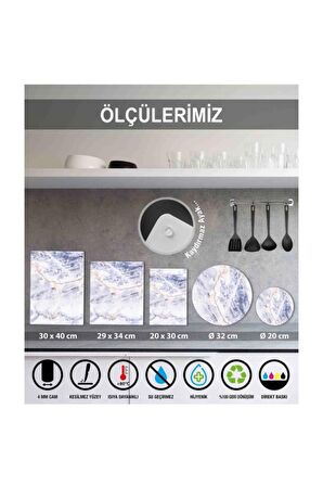 Kırmızı Noel Cam Kesme Tahtası - Cam Kesme Tablası | 30 Cm X 40 Cm
