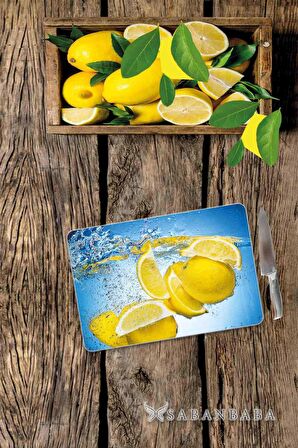 Fresh Limon Cam Kesme Tahtası - Cam Kesme Tablası | 30 Cm X 40 Cm