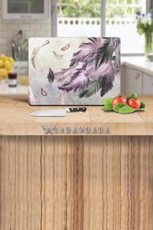  Kuş Tüyü  Desen  Cam Kesme Tahtası - Cam Kesme Tablası | 30 Cm X 40 Cm