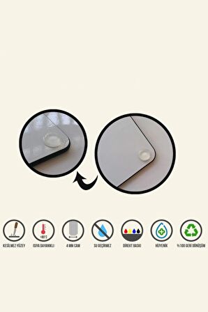 Model 24 Cam Ocak Koruyucu Ve Cam Kesme Tahtası 50 cm X 56 cm Tek Parça