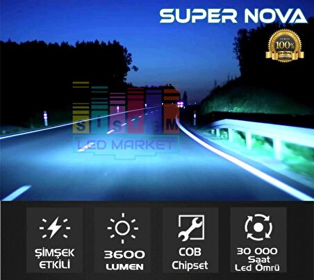 SuperNova Buz Mavi HB4 9006 Simsek Etkili Zenon COB Led Xenon