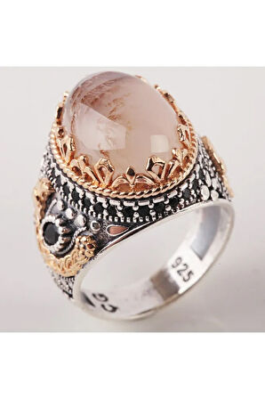 Yemen Akik Taşlı Cembiye Figürlü 925 Ayar Gümüş Erkek Yüzük