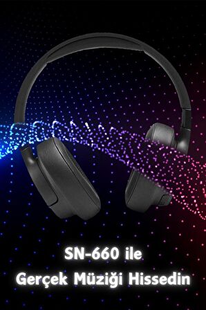 SN660 Bluetooth Kablosuz Kulak Üstü Kulaklık Mikrofonlu Oyuncu Kulaklıkları Android-İphone Uyumlu