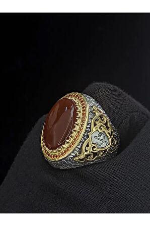 Kırmızı Akik Vav Yüzükler| Detaylı Mikro Taşlı Takılar | El Yapımı| 925 Ayar Gümüş Yüzük