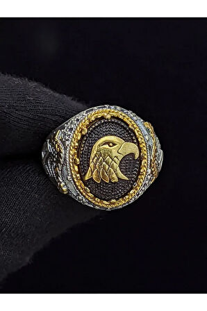 Markazit Taşlı Kartal Başı Figürlü 925 Ayar El Yapımı Gümüş Yüzük