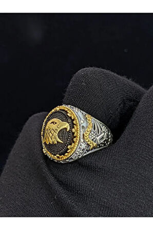 Markazit Taşlı Kartal Başı Figürlü 925 Ayar El Yapımı Gümüş Yüzük