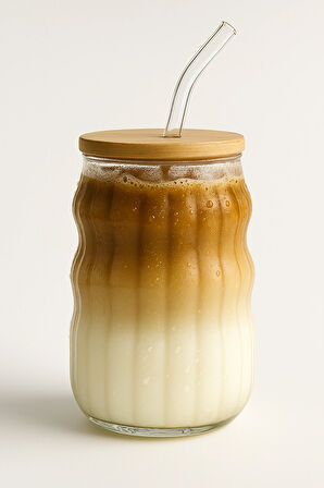 Kahve Bardağı Isıya Dayanıklı Ice Latte Cam Pipetli Bardak Kahve Kokteyl Cam Sunum Bardağı 400ml 