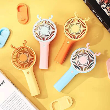 Taşınabilir Mini Fan - 3 KAdemeli, Hafif Tasarım, Düşük Gürültü ve İç ve Dış Mekanlar İçin Kolay Taşınabilir El Fanı Usb İle Sarj Edilebilir Fan Telefon Tutucu