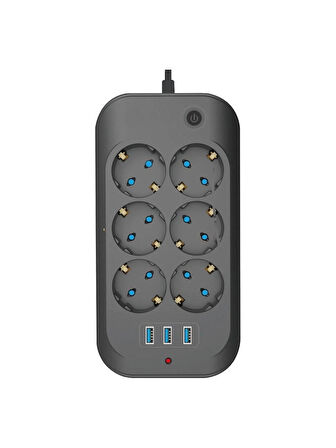  Termal Akım Korumalı Priz 3-Usb Giriş 3 Soket 1.5m uzatma