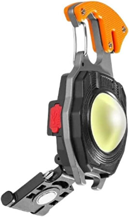 Mini el feneri, COB anahtarlık, el feneri, 7 modlu, USB şarj edilebilir çalışma lambası, 800 lümen, çok fonksiyonlu, taşınabilir, acil durum Kamp Feneri Çok Fonksiyonlu Fener