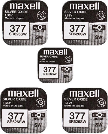 Maxell Brunswick 377 SR626SW Düğme pil 1,55 V 5 ADET