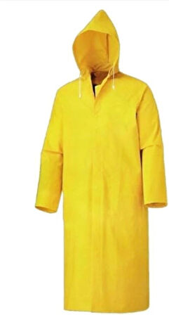 Pvc Yağmurluk Pardesü Sarı Unisex 150 GR Extra Güçlü Çift Katman eva ile kaplanmış astarsız%100 Su geçirmez Kapşonlu Yağmurluk Mont Outdoor Kaban 66-155 CM