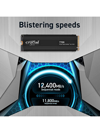 Desingshop Crucial T700 1TB PCIe Gen5 NVMe M.2 SSD CT1000T700SSD5 SOĞUTUCULU heatsink