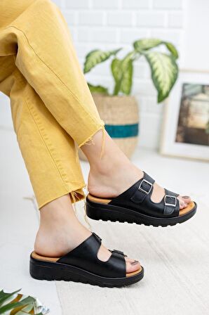 Sandra Çift Tokalı Comfort Terlik