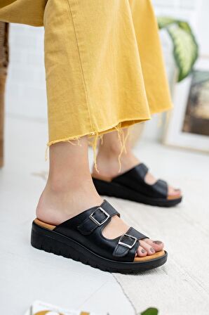 Sandra Çift Tokalı Comfort Terlik