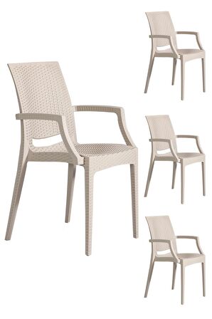 4 Adet Rattan Lüx Cappucino Sandalye / Balkon-Bahçe-Teras