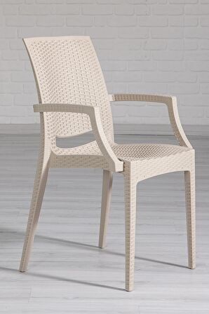 4 Adet Rattan Lüx Cappucino Sandalye / Balkon-Bahçe-Teras