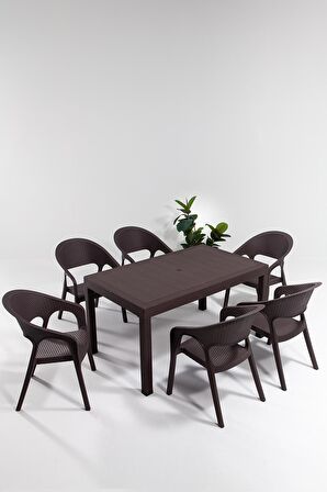 Garden Large Rattan Kahve Masa Takımı Bahçe&Balkon