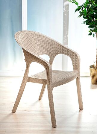 Garden Rattan Cappucino Masa Takımı Bahçe&Balkon - 1 Masa 4 Sandalye