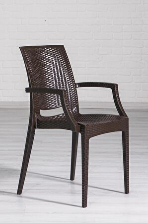 Rattan Large Lüx Camlı Kahve Masa Takımı Bahçe&balkon 1 Camlı Masa + 6 Sandalye