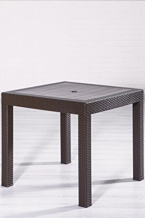 Rattan 80x80 Camsız Kahve Masa - Bahçe&Balkon&Teras