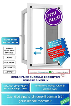 En 0-70 X Boy 0- 140 Cm Plise pileli Pencere Sineklik – Kayar, Akordiyon, Sürgülü Model