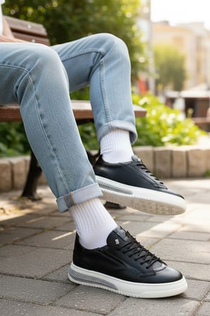 Hakiki Deri İç Dış EVA Taban Erkek Sneaker