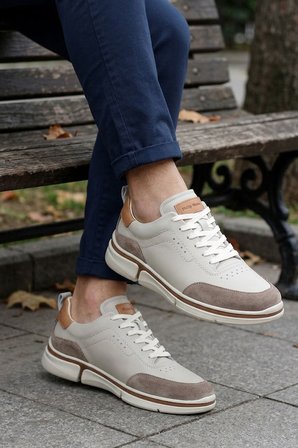 Bağcıklı Erkek Sneaker Hakiki Deri İç Dış  EVA Taban