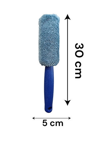 Araba Oto Yıkama Saplı Mikrofiber Süngerli Jant Fırçası