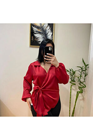 Saten Bağlamalı Gömlek