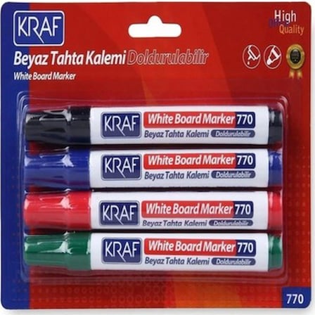 4'lü Doldurulabilir Beyaz Tahta Kalemi Seti