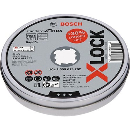 Bosch - X-Lock - 125*1,0MM Standard Seri Düz Inox (Paslanmaz Çelik) Kesme Diski (Taş) - Rapido