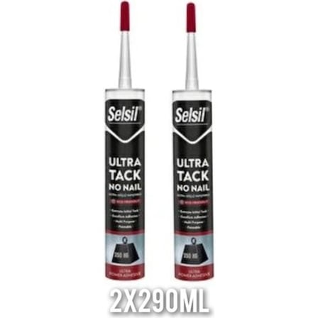 Selsil Ultra Tack No Nail Beyaz Ultra Güçlü Yapıştırıcı 2 x 290ML Kokusuz ve Yüksek