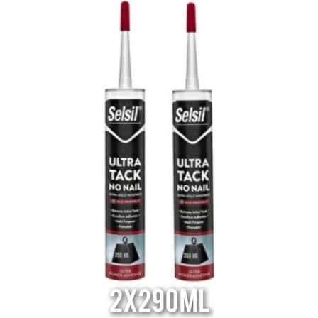 Selsil Ultra Tack No Nail Beyaz Ultra Güçlü Yapıştırıcı 2 x 290ML Kokusuz ve Yüksek